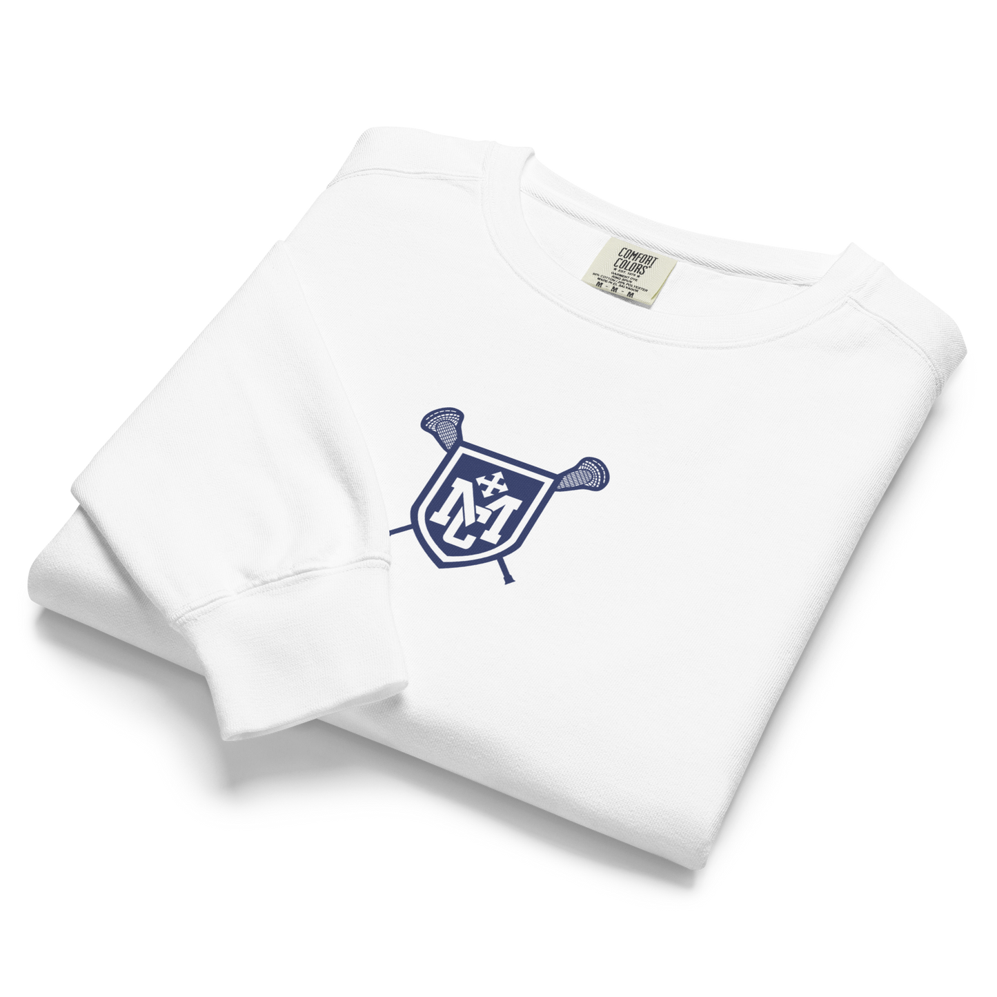 Crest Crewneck: White/Navy